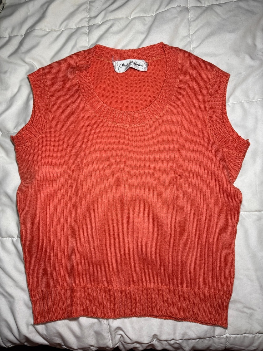 Orange Sleeveless Crewneck Knit Top